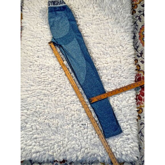 Gymshark Dry Blue Med Marl Leggings Yoga Logo Waistband Full Length Stretch - Picture 5 of 6